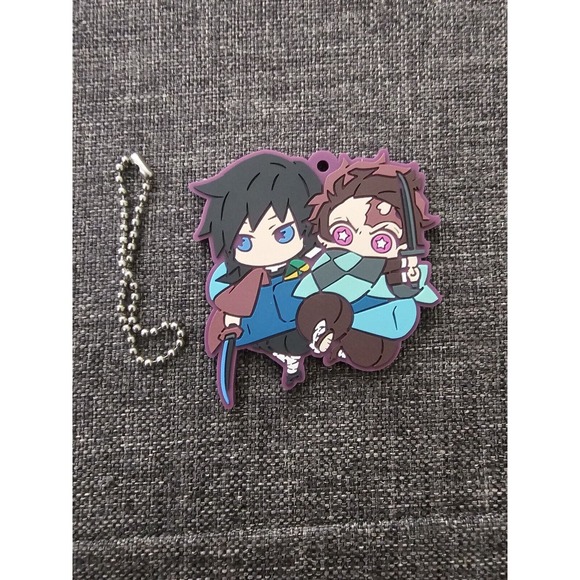 🔥🌟3/$15 
Giyu & Tanjiro Kamado Rubber Strap Charm Demon Slayer Anime Keychain - Picture 2 of 2